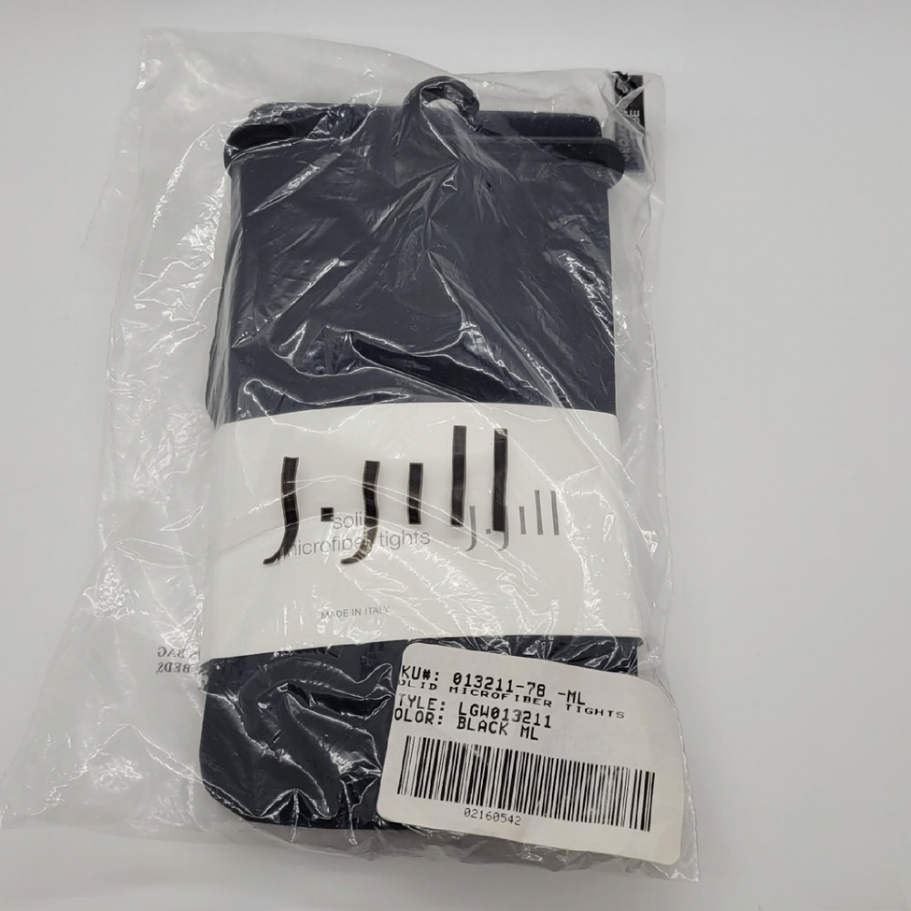 J. Jill Solid Microfiber Tights Black M/L Made in Italy Opaque Hosiery NEW